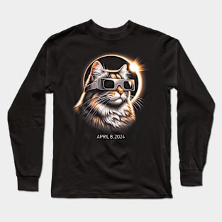 2024 Solar Eclipse T Cat ing Solar Eclipse Long Sleeve T-Shirt